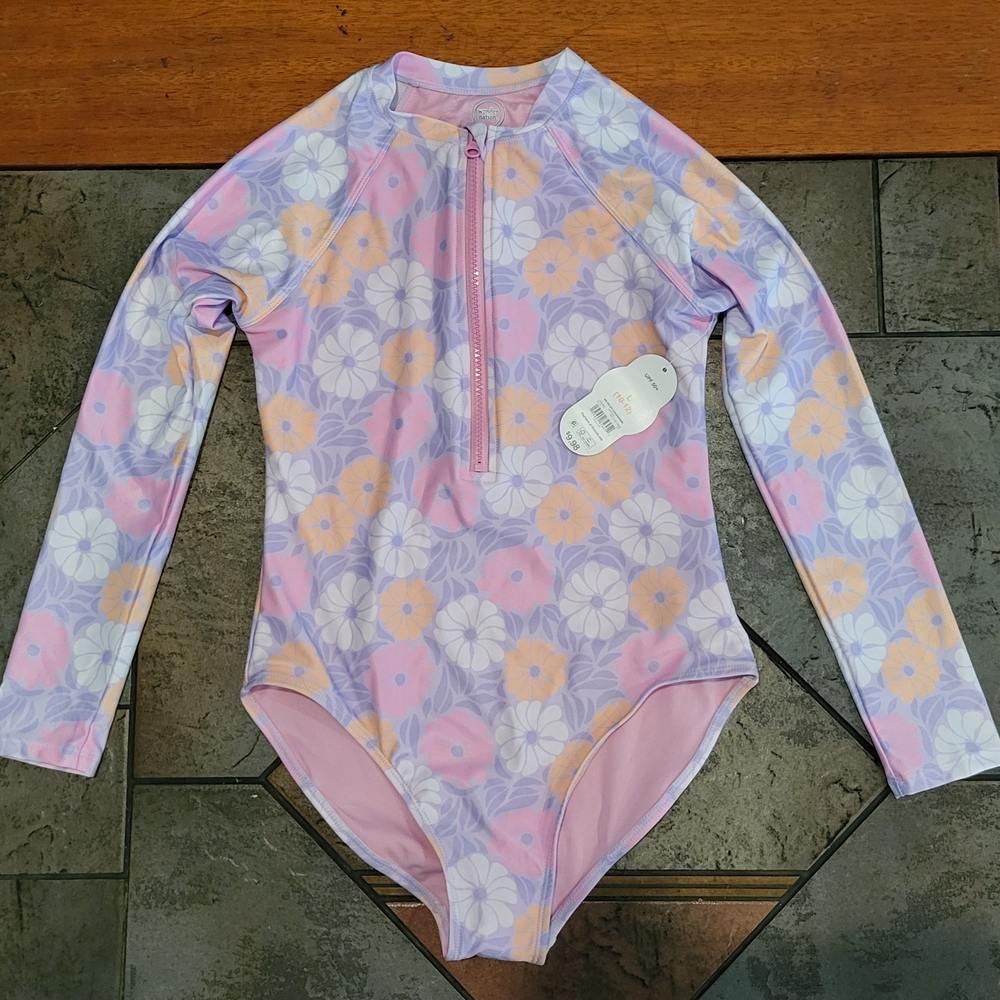 Floral Long Sleeve Kids Swimwear